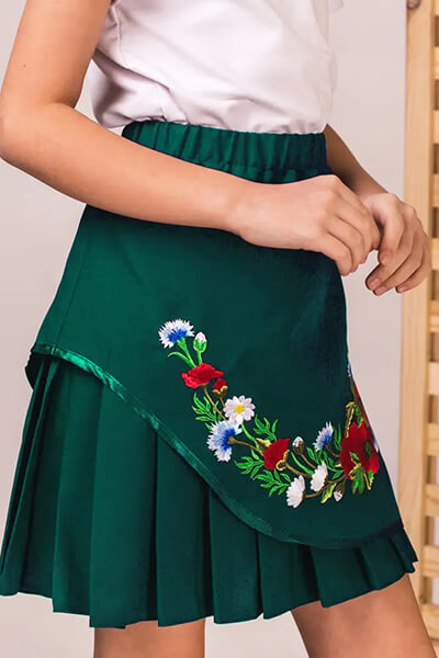 юбка вышиванка для девочки зеленная